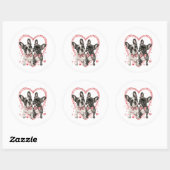 Sticker Rond French Bulldog Valentines Day Frenchie Dog Cadeau (Feuille)
