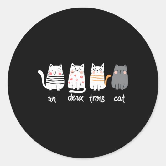 Sticker Rond French Cat Un Deux Trois Cat (Devant)