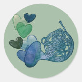 Sticker Rond French Horn Band Classe de musique (Devant)