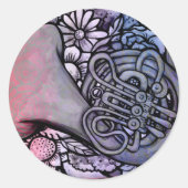 Sticker Rond French Horn Band Classe Musique professeur (Devant)