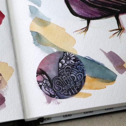 Sticker Rond French Horn Band Classe Musique professeur