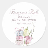 Sticker Rond French Macaron Bonjour Bebe Paris Baby shower (Devant)