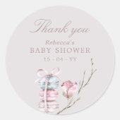Sticker Rond French Macaron Merci Baby shower (Devant)