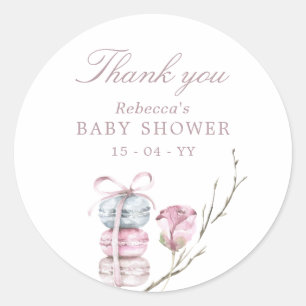 Sticker Rond French Macaron Merci Baby shower