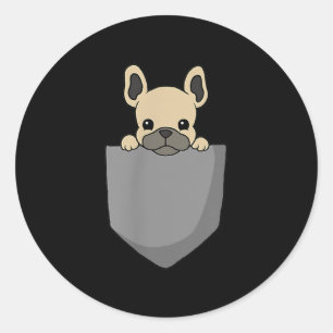 Sticker Rond French Pocket Funny French Bulldog