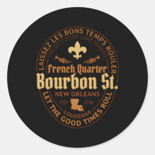 Sticker Rond French Quer Bourbon St New Orleans