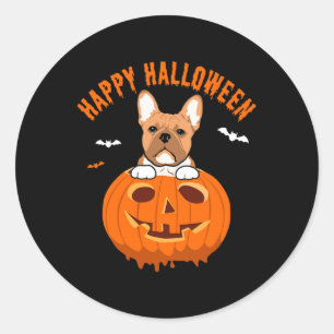 Sticker Rond Frenchie Bulldog Costumes Citrouilles Thanksgiving
