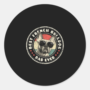Sticker Rond Frenchie Dad Jour Rétro Français Bulldog Lover Pro