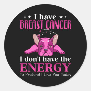 Sticker Rond Frenchie J'Ai Un Don Pour Cancer Du Sein Pour Les