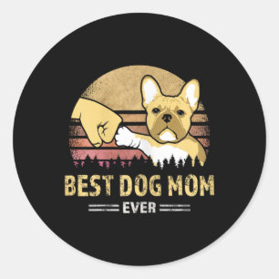 Sticker Rond Frenchie Maman Vintage Français Bulldog Puppy Lov