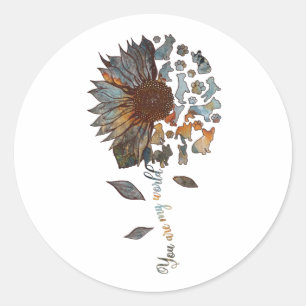 Sticker Rond Frenchie Tournesol Vous Êtes Mes Amoureux de les c