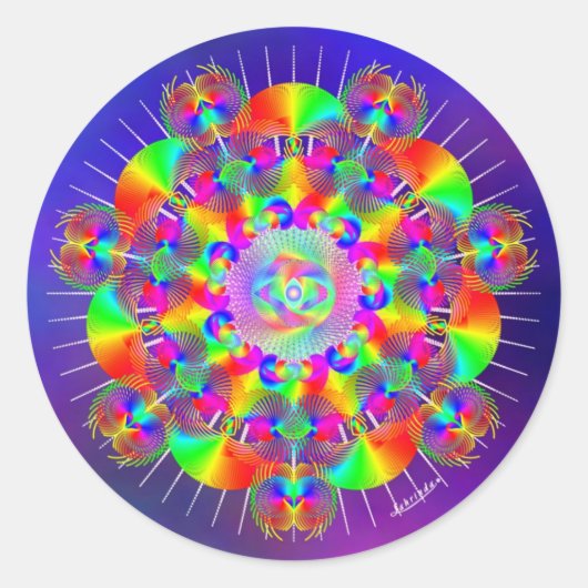 Sticker Rond Fréquences arc-en-ciel (Devant)