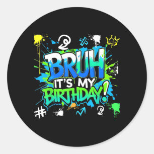 Sticker Rond Frère Anniversaire Coloré Dégoulinant Graffiti Ann