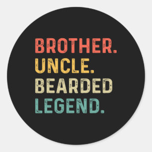 Sticker Rond Frère barbu drôle Oncle barbe Légende Vintage F