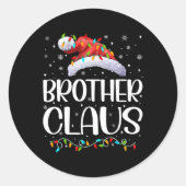 Sticker Rond Frère Claus Jeu Lumières Pyjama de Noël Matchine (Devant)