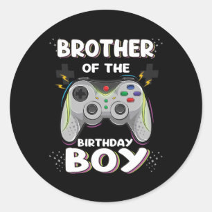 Sticker Rond Frère De L'Anniversaire Joueur Vidéo Correspondant