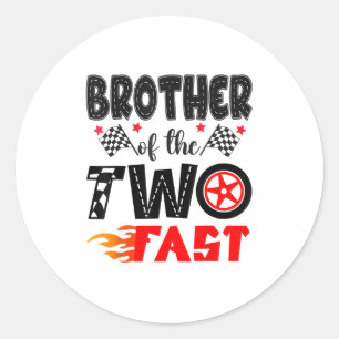 Sticker Rond Frère Des Deux Rapides 2E Anniversaire Boy Racing