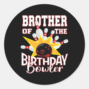 Sticker Rond Frère Du Bowler D'Anniversaire Kid Bowling Party