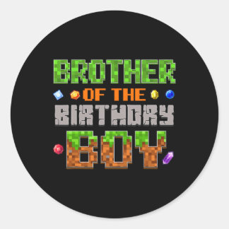 Sticker Rond Frère du garçon fêté de la fête vidéo joueur pixél