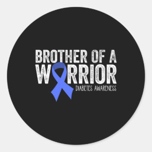 Sticker Rond Frère d'un guerrier T1D Diabetic Blue Ribbon Supp