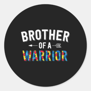 Sticker Rond Frère D'Une Famille De Guerriers Bro World Autism 