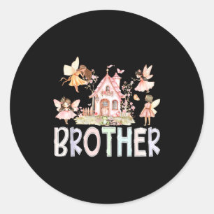 Sticker Rond Frère Fée Magique Fleur Anniversaire Fille Conte d