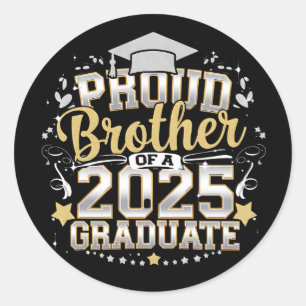 Sticker Rond Frère fier d'un diplômé de 2025 Remise des diplôme