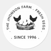 Sticker Rond Fresh Eggs Your Name Chicken Hens Egg Stamp (Devant)