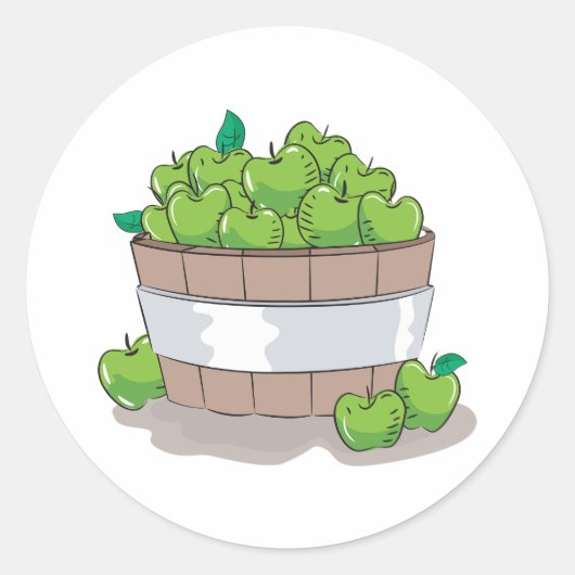 Sticker Rond Fresh Green Apple Harvest Barrel Granny Smith (Devant)