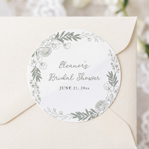 Sticker Rond Fresh Off The Market Line Art Rose Mariage