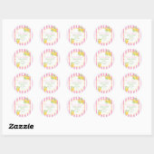 Sticker Rond Freshly Graduated Lemon Pink Stripes Graduation (Feuille)