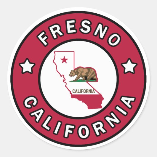 Sticker Rond Fresno Californie (Devant)