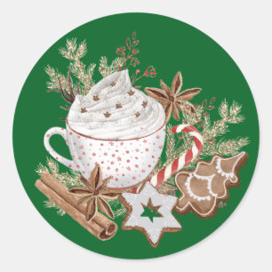 Sticker Rond Friandises de Noël cosy