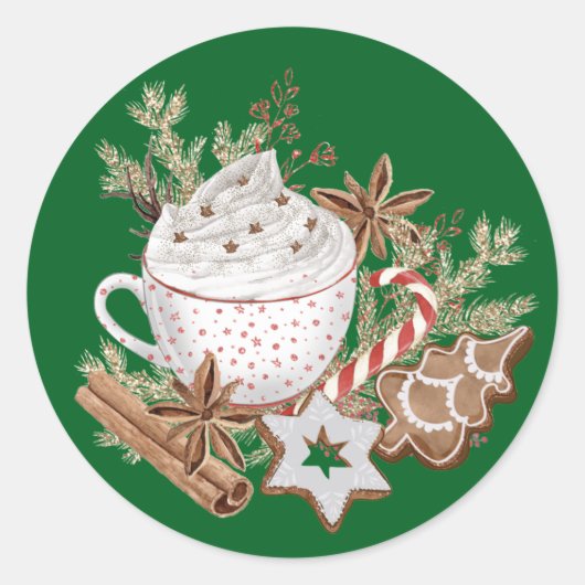Sticker Rond Friandises de Noël cosy (Devant)