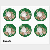 Sticker Rond Friandises de Noël cosy (Feuille)