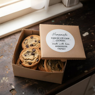 Sticker Rond Friandises maison cuites au four avec amour