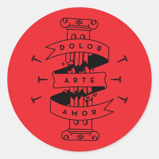 Sticker Rond Frida Kahlo | Pain Art Love (Devant)