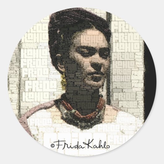 Sticker Rond Frida Kahlo Portrait textile (Devant)