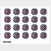 Sticker Rond Frida Kahlo Retro Denim Diamond (Feuille)