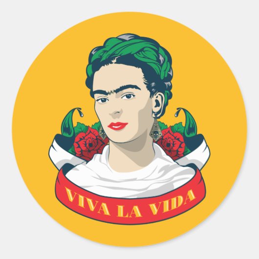 Sticker Rond Frida Kahlo | Viva la Vida (Devant)