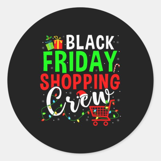 Sticker Rond Friday Shopng Crew Christmas Family Shopng Squad (Devant)