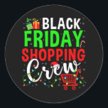 Sticker Rond Friday Shopping Crew Christmas Lights Black Shoppi<br><div class="desc">Friday Shopping Crew Christmas Lights Black Shopping Family</div>