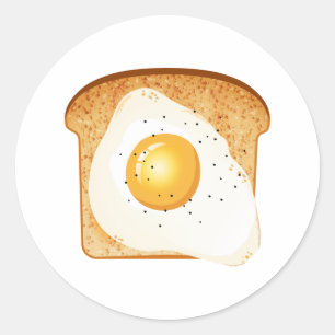 Sticker Rond Fried egg on toast