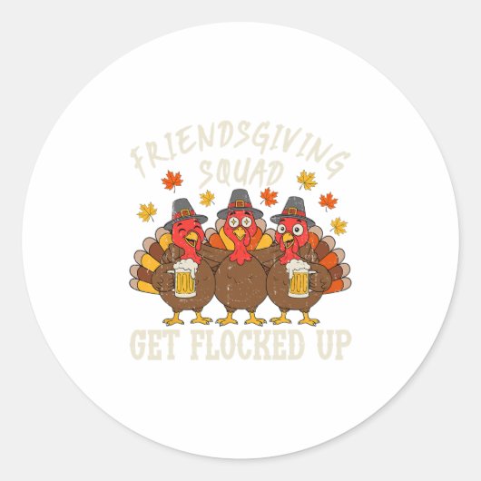 Sticker Rond Friendsgiving Squad Turkey Thanksgiving Friends Dr (Devant)