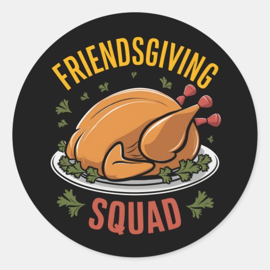 Sticker Rond Friendsgiving Squad Turquie Diner Correspondance c (Devant)