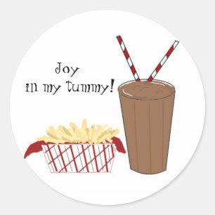 Sticker Rond Fries françaises et Milkshake