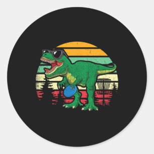 Sticker Rond Frisbees Dino Mignon T Rex Dinosaure Enfants Garço