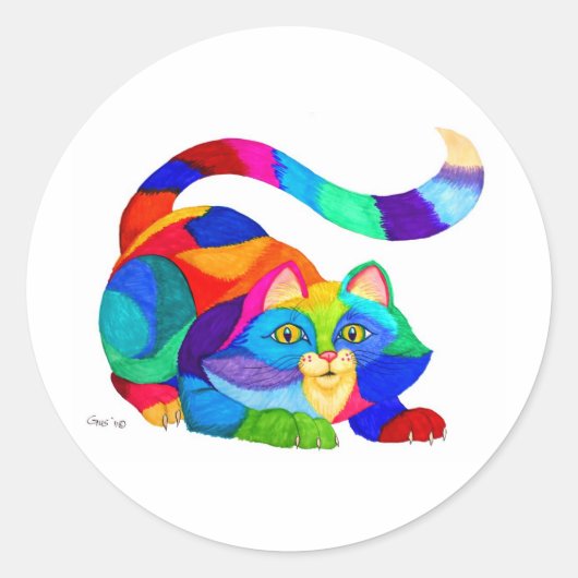 Sticker Rond Frisky cat (Devant)
