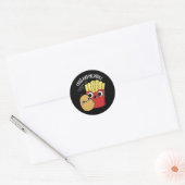 Sticker Rond Frit Et Préjudice Funy Fries Pun Dark BG (Enveloppe)