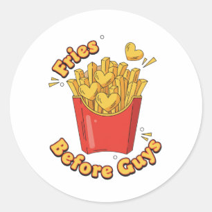 Sticker Rond Frites avant les mecs Galentine Frites Foodie
